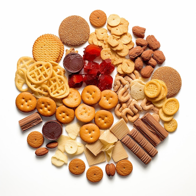 Foto snack food top view isoliert auf klarem hintergrund