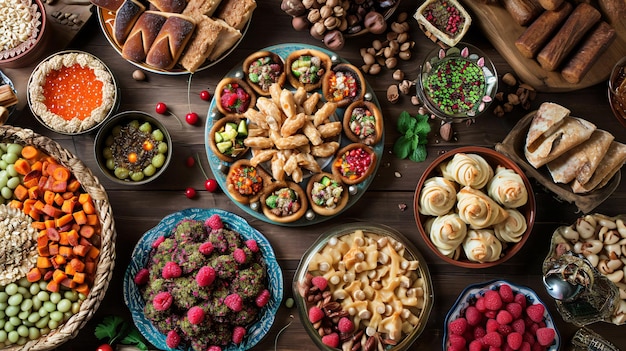 Snacks de alto ángulo para el día de Ramadán