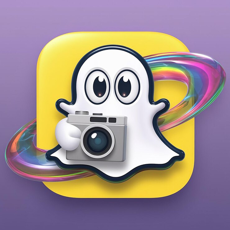 Foto snapchat 3d rendering social media iconos brillantes y coloridos para la composición