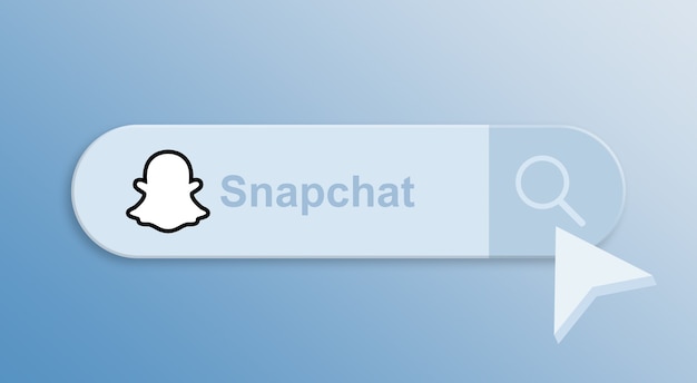 Snapchat na barra de pesquisa com o cursor do mouse 3d