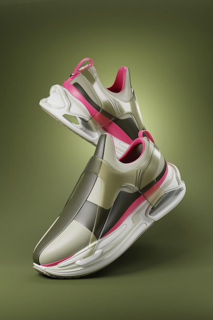 Sneaker premium 3d Render Objeto aislado en un fondo verde