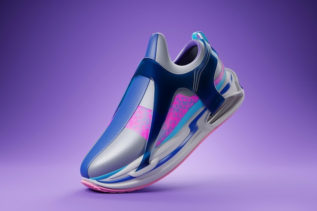 Sneaker Premium 3D-Renderobjekt isoliert auf violettem Hintergrund
