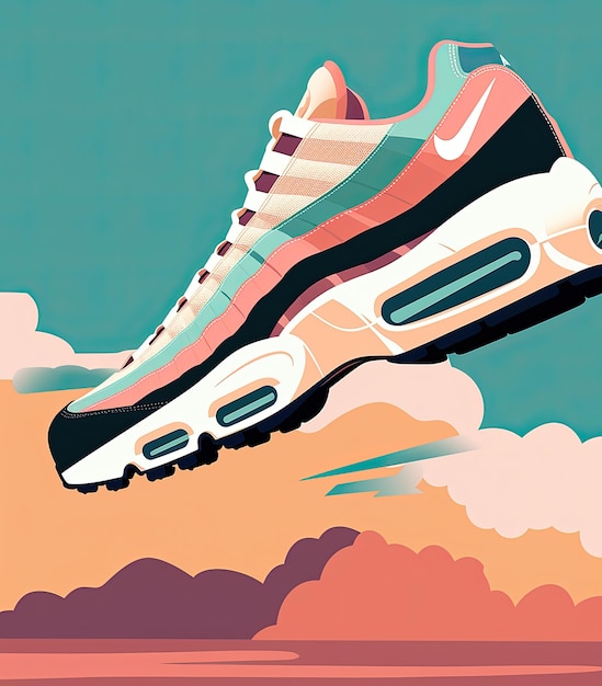 Sneakers auf einem minimalen Hintergrund 3D-Render-Illustration-Mockup