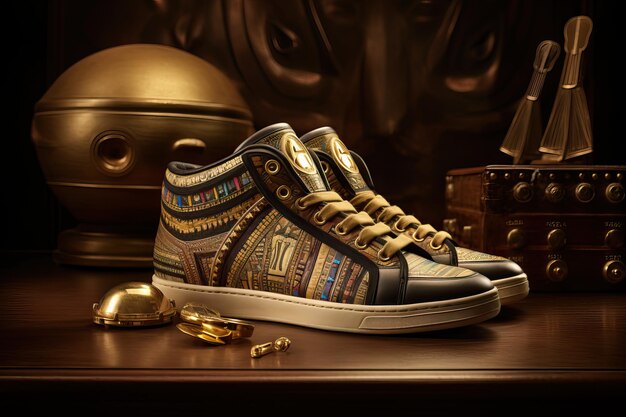 Sneakers de moda inspirados no faraó egípcio criados usando ferramentas de IA gerativa
