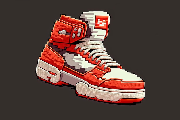 Sneakers pixel art em cores dos anos 80 item de estilo retro para jogo de 8 bits Generative A