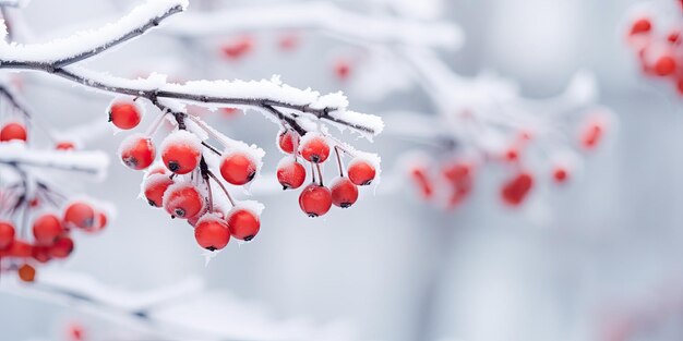 Snowberries en Frosty Dream Efecto de viñeta de alta resolución Contraste de color Belleza etérea