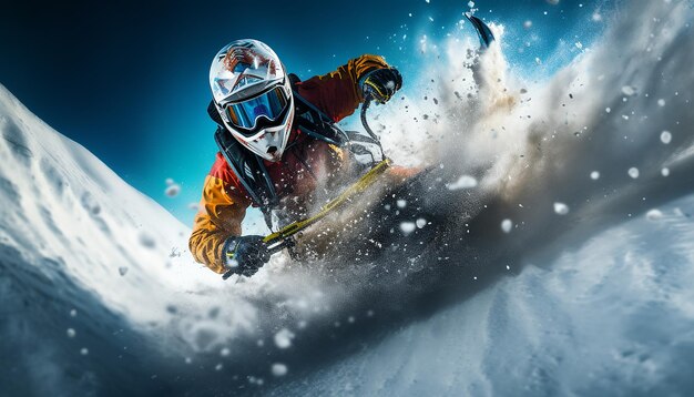 snowboard, esqui, sessão de fotos dinâmica na neve