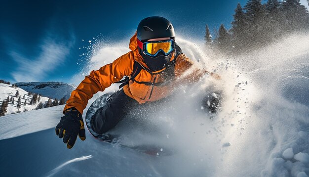 snowboard, esqui, sessão de fotos dinâmica na neve