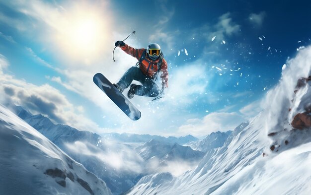 Snowboard de invierno Deporte extremo Salto IA generativa
