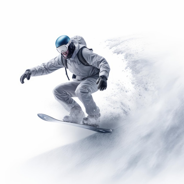 El snowboard monocromático Un viaje emocionante en un lienzo blanco