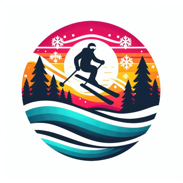 Snowboard-Wintersport-Logo-Vorlage-Design farbenfroh