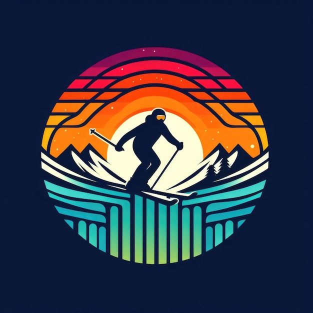 Snowboard-Wintersport-Logo-Vorlage-Design farbenfroh