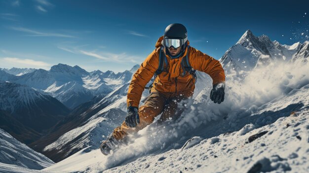 Snowboarden auf dem Berg Hochwertiges Foto