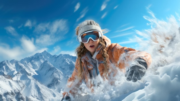 Foto snowboarden auf dem berg hochwertiges foto