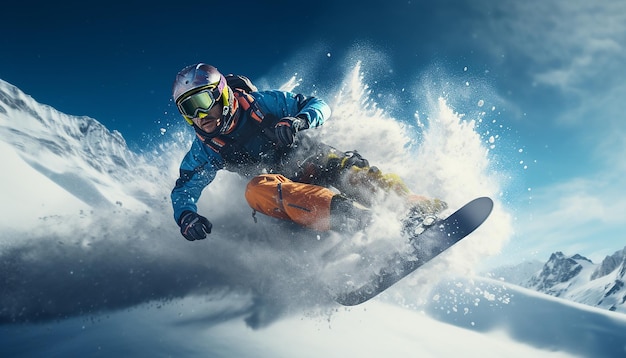 Snowboarden, Skifahren, dynamisches Fotoshooting im Schnee