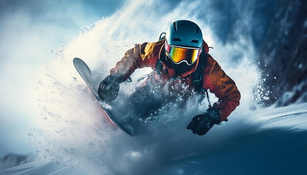 Snowboarden, Skifahren, dynamisches Fotoshooting im Schnee