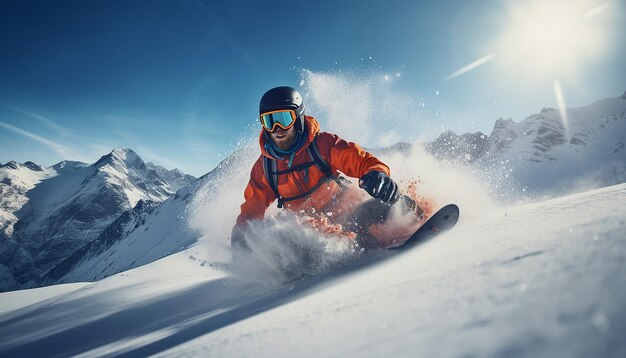 Snowboarden, Skifahren, dynamisches Fotoshooting im Schnee