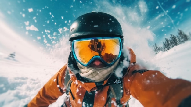 Snowboarder captura un momento épico en FirstPerson View Generative ai