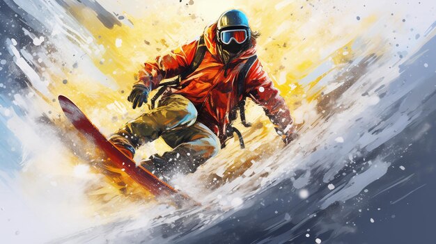 Snowboarder, der in den Bergen springt Extremsport im Winter Illustration