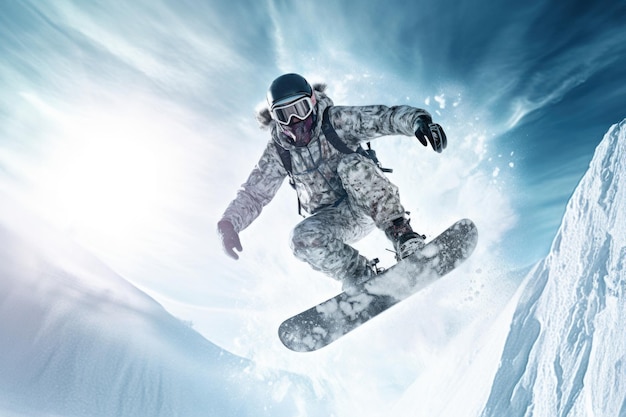 Snowboarder hecho con tecnología Generative AI