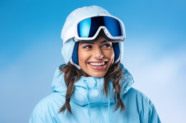 Foto snowboarder mulher feliz viagem feliz gerar ai