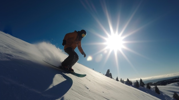 Foto snowboarder steigt in einem extremen sprung vom skiberg ab aktive erholung wintersport ki