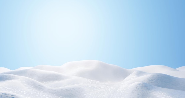 Snowdrift com fundo do céu no inverno 3D render