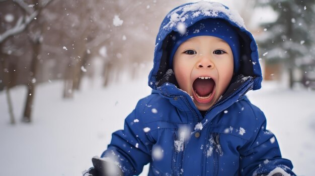 Snowy Wonderland Boy em Blue Jacket's Joy