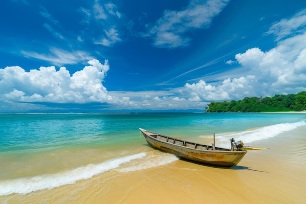 Foto sob o céu azul autêntica praia de jimbaran