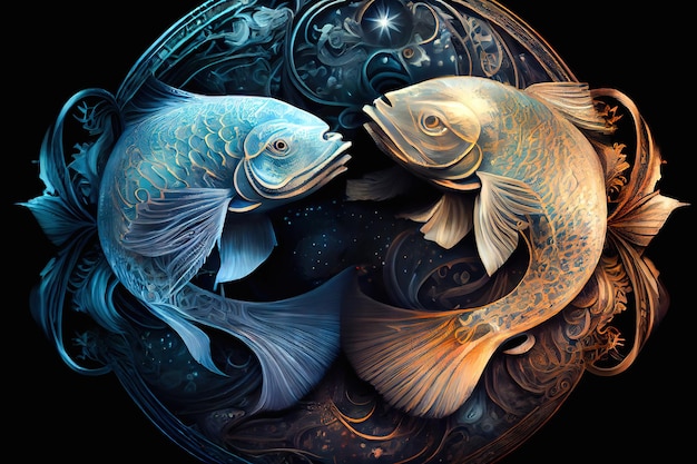 Sob o signo de Peixes Explorando os traços e a personalidade do décimo segundo signo astrológico Generative AI