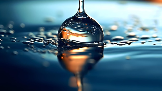 sob tiro de microscópio de gota de água e respingo em preto