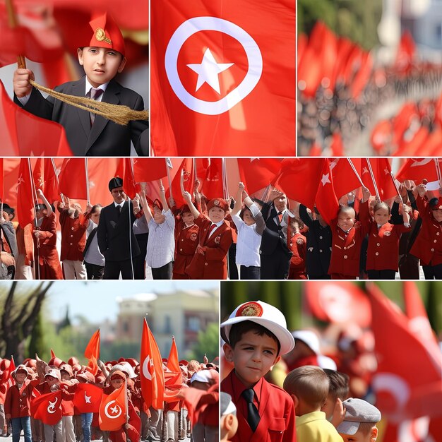 Foto soberania nacional e dia da criança em vermelho