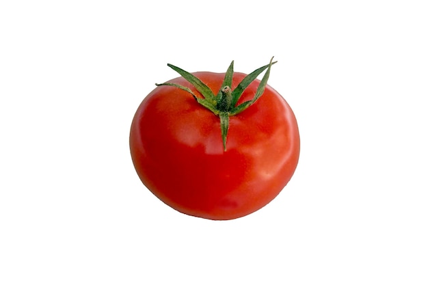 Foto sobre un fondo blanco hay un tomate rojo verduras saludables