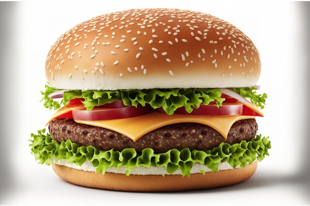 Sobre un fondo blanco se muestra una hamburguesa pasada de moda