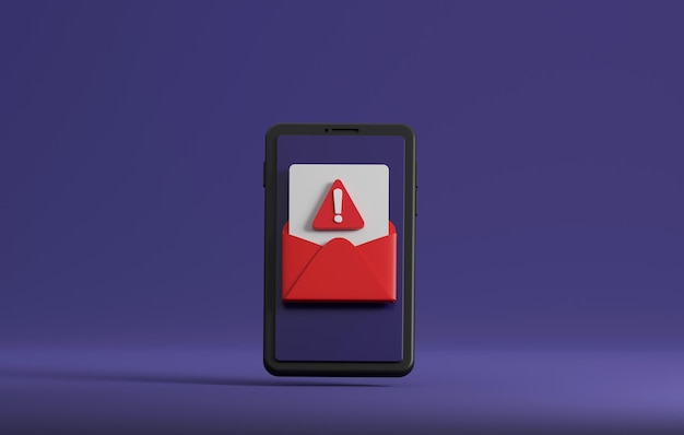 Sobre con icono de mensaje de spam correo electrónico hackeo en línea estafa malware fondo púrpura oscuro