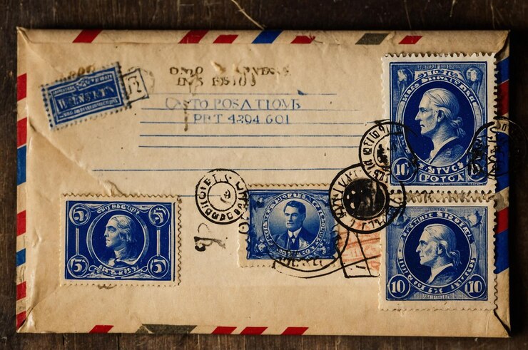 Foto un sobre postal antiguo con sellos