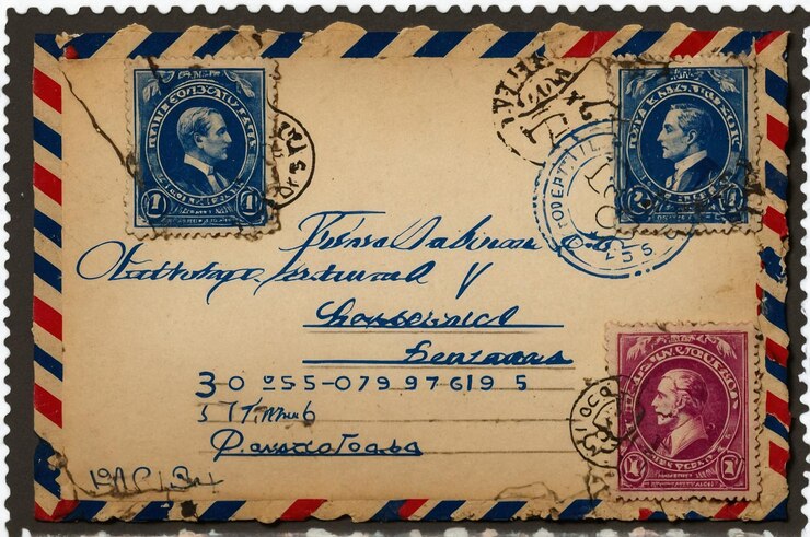 Foto un sobre postal antiguo con sellos