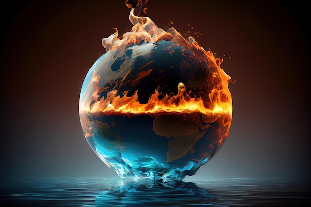 Sobrecalentamiento planeta tierra campaña de calentamiento global medios mixtos Generativo Ai