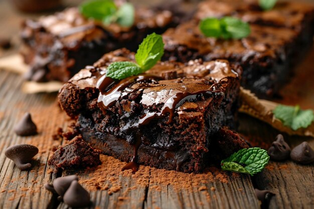 Sobremesa de brownie com hortelã