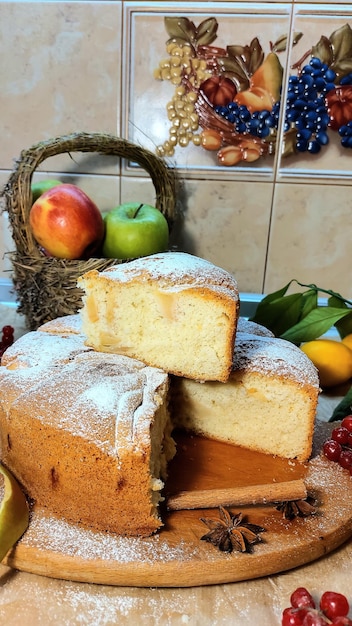 Foto sobremesa de comida, bolo delicado e arejado