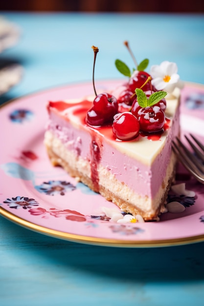 Sobremesa de cranberry em paleta de barba rosa e pastel