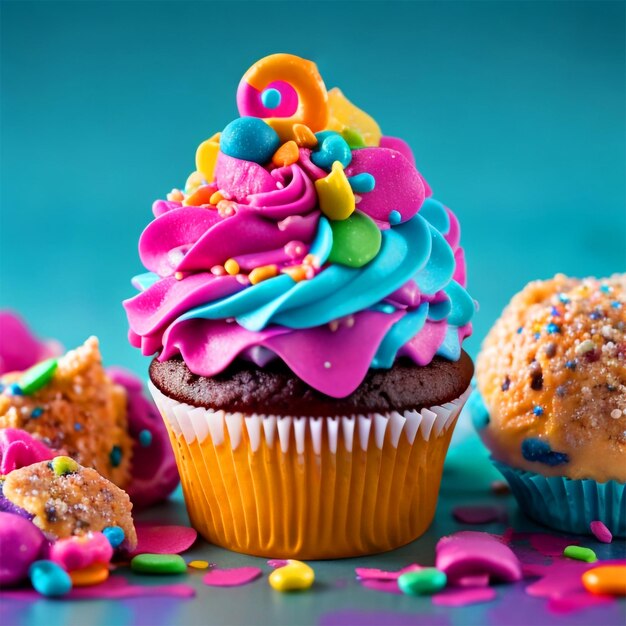 Sobremesa de cupcake deliciosa e doce