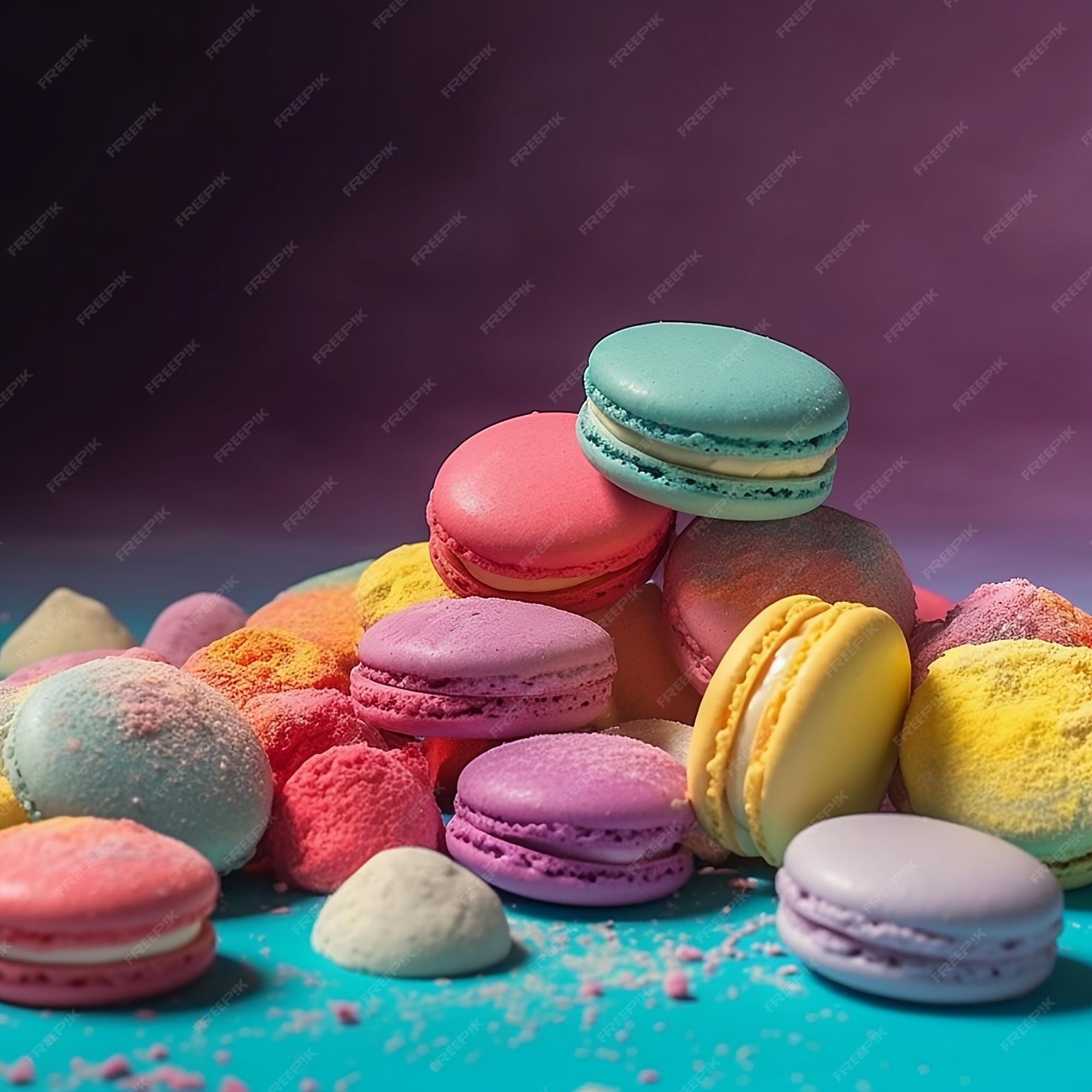 Macaroon colorido sobremesa doce de pastelaria francesa com diferentes  sabores bagas gourmet ou biscoitos de queijo limão e banana esboço de  padaria cremes de confeitaria sabores vetor isolado conjunto de biscoitos  fofos