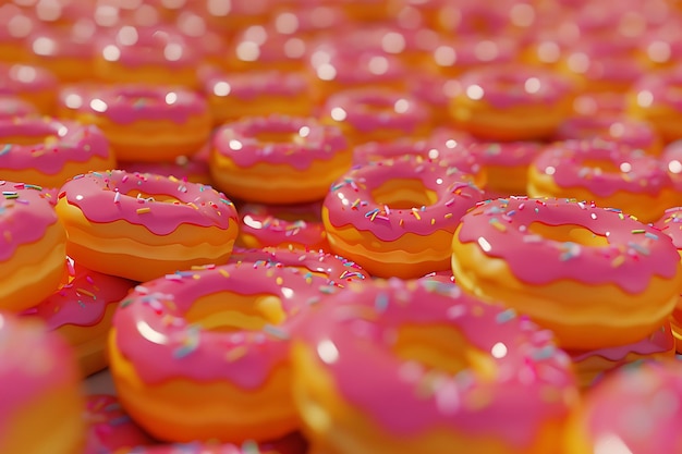 Foto sobremesa doce com muitos donuts.