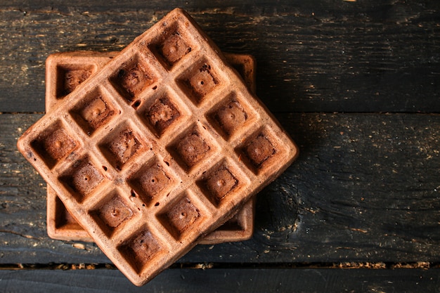 Sobremesa doce de waffles