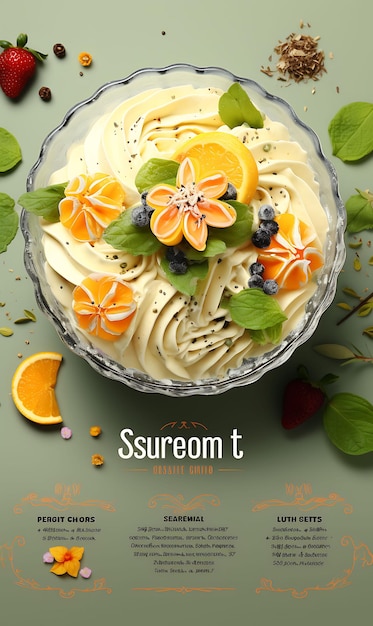 Sobremesa Shrikhand com açafrão e pistache cremoso e site de layout de cultura culinária do Fest India