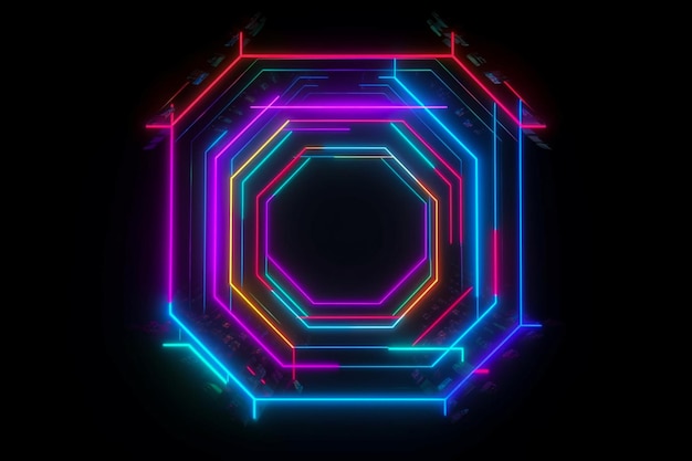 Sobreposição abstrata de quadros de néon com retângulo de luz neon ou bordas quadradas ideais para design