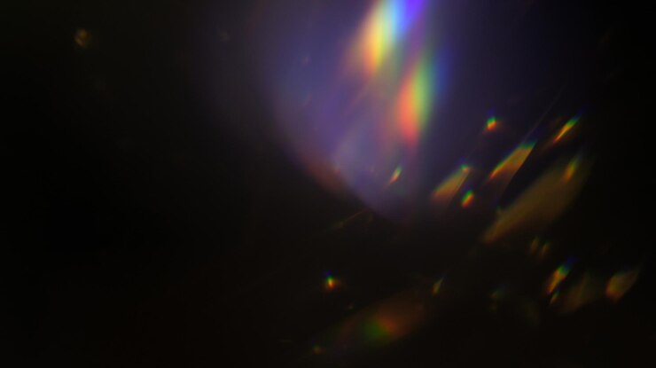 Foto sobreposição de cristal com efeito de luz iridescente design de prisma luminoso brilho facetas refrativas