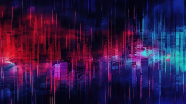 Sobreposição de falha Distorção analógica Textura de ruído Abstrato colorido Cores azuis e rosa