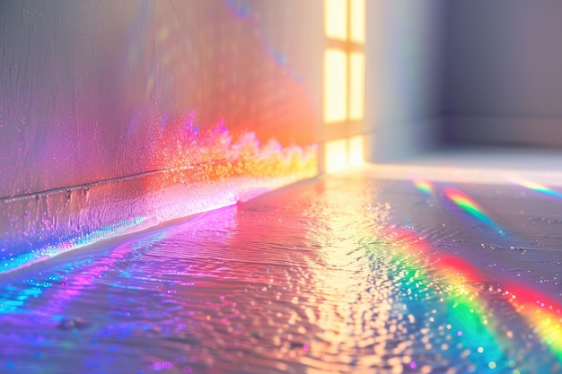 Sobreposição de refração de luz arco-íris desfocada para fotos e maquetes